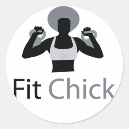 Fit Chick met Afro met kettlebells Ronde Sticker (Voorkant)
