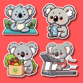 Fit en frisse koala-set waterdicht  sticker