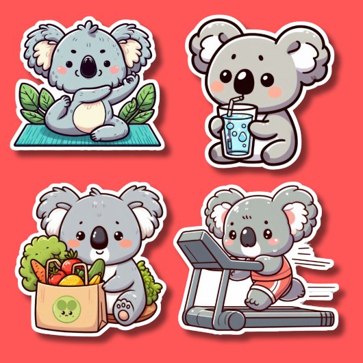 Fit en frisse koala-set waterdicht sticker