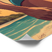 Fit jongens op het strand poster (Hoek)