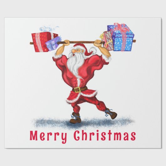 Fit Kerstman Grappig Kerstinpakpapier Cadeaupapier (Vlak)