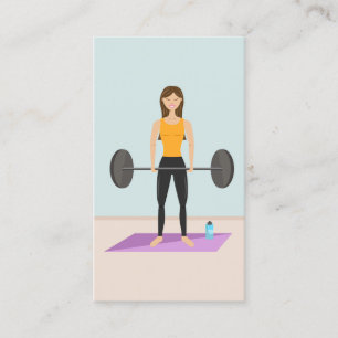 Fit meisje doet deadlift illustratie personal trai visitekaartje