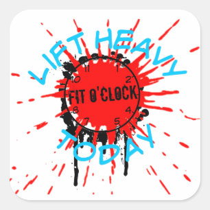 Fit O'clock splatter lifting gym fitness klok Vierkante Sticker