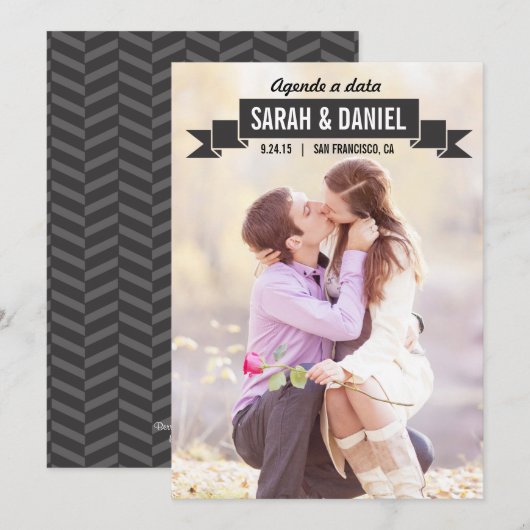 Fita encantador salvar a data cartões save the date (Voorkant / Achterkant)