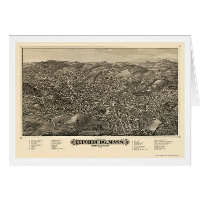 Fitchburg, MA Panorama Kaart - 1882 (Voorkant Horizontaal)