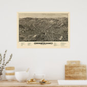 Fitchburg, MA Panorama Kaart - 1882 Poster (Keuken)