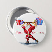 Fitnass Kerstman Knop Ronde Button 7,6 Cm (Voorkant /achterkant)