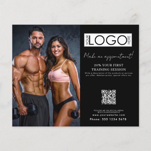 Fitness Afspraak Personal Trainer Zakelijk Logo Flyer (Voorkant)