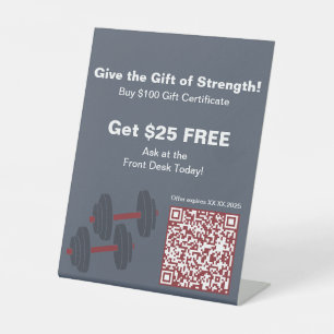 Fitness All-Year Gift of Strength Certificaat Reclamebord Met Voetstuk