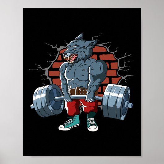 Fitness Alpha Wolf doet Deadlift training Poster (Voorkant)