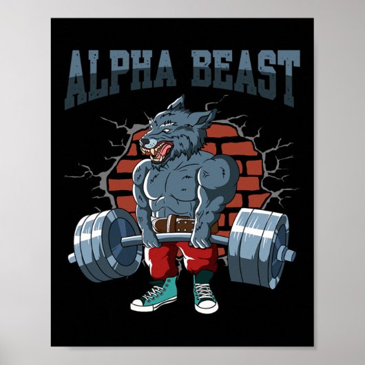 Fitness Alpha Wolf doet Deadlift training Poster (Voorkant)