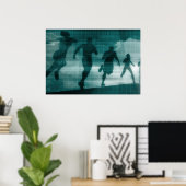 Fitness App Tracker Software Silhouette Illustrati Poster (Thuiskantoor)