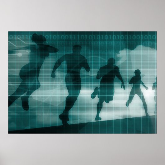 Fitness App Tracker Software Silhouette Illustrati Poster (Voorkant)