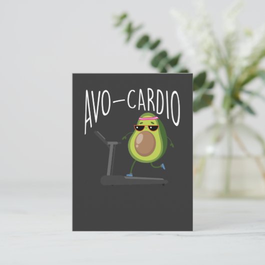 Fitness Avocado Pun Running Fruit Vegan Runner Briefkaart (Staand voorkant)