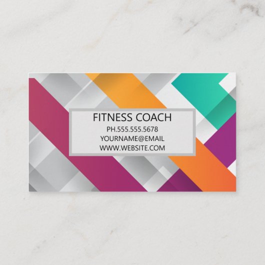 Fitness Barbell Logo | Kleurrijke overlappende lij Visitekaartje (Achterkant)
