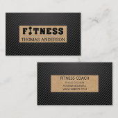 Fitness Barbell Type Logo | Zwarte koolstof Slank Visitekaartje (Voorkant / Achterkant)