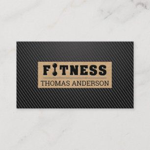 Fitness Barbell Type Logo   Zwarte koolstof Slank Visitekaartje