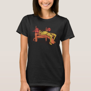 Fitness Bench Pers Workout Hand getrokken Sport Gy T-shirt