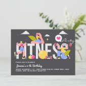 Fitness birthday party kaart (Staand voorkant)