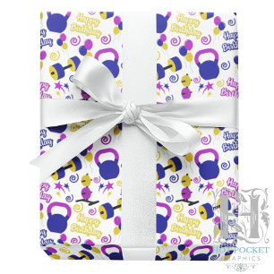 Fitness Birthday Wrapping Paper Cadeaupapier