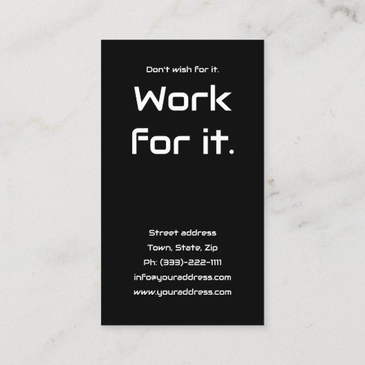 Fitness Bodybuilder Coach Zwart Visitekaartje (Achterkant)