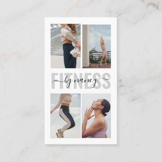 Fitness Bold Typografie Fotocollage QR-code Visitekaartje (Voorkant)
