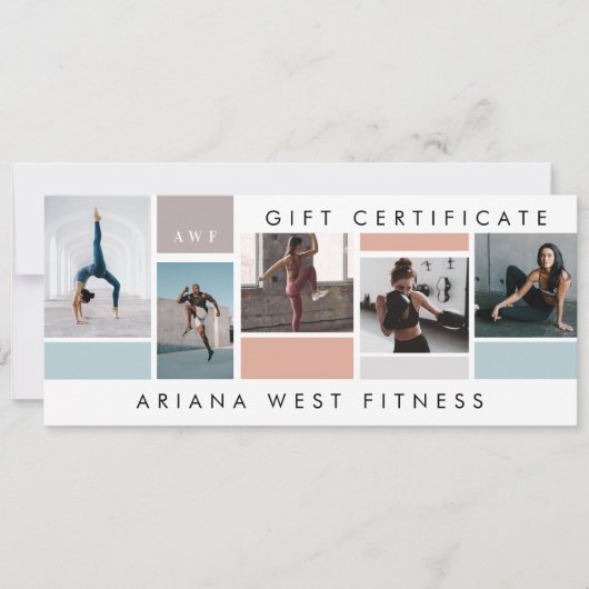 Fitness Brand Photo Collage Gift Certificate  (Voorkant)