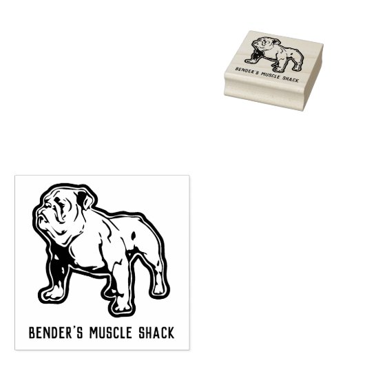Fitness Bulldog Aangepaste naam of bedrijfshout Rubberstempel (Gestempeld)