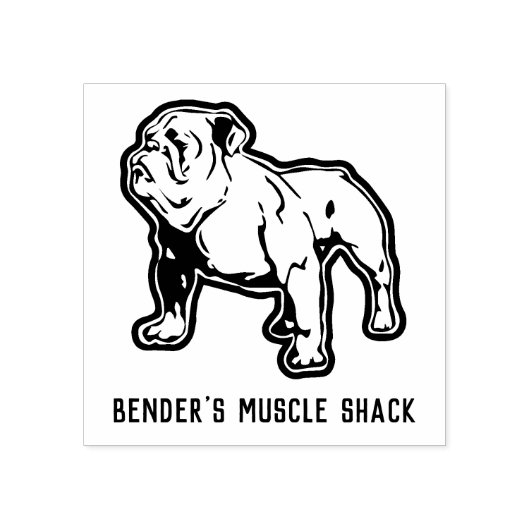 Fitness Bulldog Aangepaste naam of bedrijfshout Rubberstempel (Afrduk)