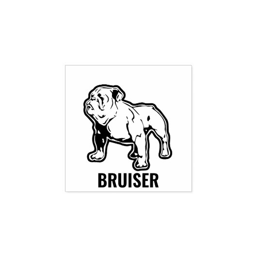 Fitness Bulldog met aangepaste naam, hout Rubberstempel (Afrduk)