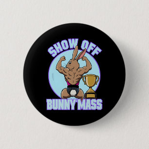 Fitness Bunny Bodybuilder Show Off Bunny M Funny R Ronde Button 5,7 Cm