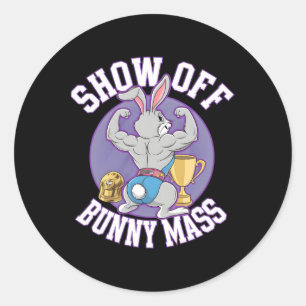 Fitness Bunny Bodybuilder Show Off Bunny M Funny R Ronde Sticker