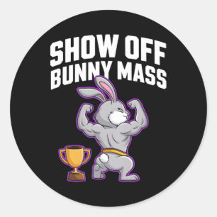 Fitness Bunny Bodybuilder Show Off Bunny M Funny R Ronde Sticker