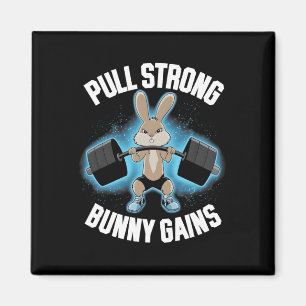 Fitness Bunny Bodybuilder Trek Sterke Bunny Gains Magneet