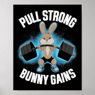 Fitness Bunny Bodybuilder Trek Sterke Bunny Gains Poster