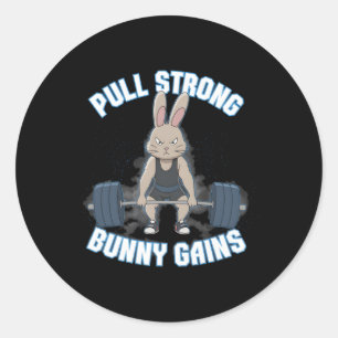 Fitness Bunny Bodybuilder Trek Sterke Bunny Gains Ronde Sticker