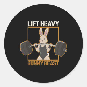 Fitness Bunny Gym Titans Lift Zware Bunny Beast Fu Ronde Sticker
