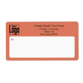 Fitness Business Logo Orange Black Shipping Etiket (Voorkant)