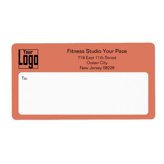 Fitness Business Logo Orange Black Shipping Etiket (Voorkant)
