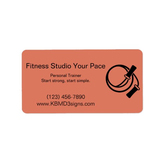 Fitness Business Skipping Rope Orange Address Etiket (Voorkant)