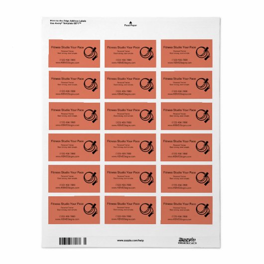 Fitness Business Skipping Rope Orange Address Etiket (Full Sheet)