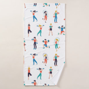 Fitness center naadloze illustratie badhanddoek