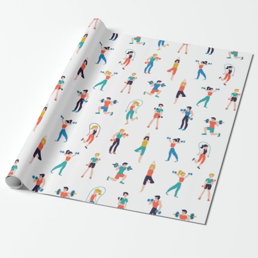 Fitness center naadloze  illustratie cadeaupapier (Uitgerold)