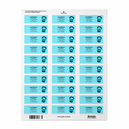 Fitness Coach Kettlebell Return Address Etiket (Full Sheet)