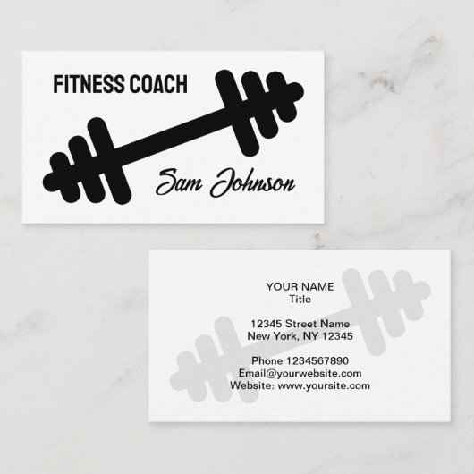 Fitness coach visitekaartje template met logo (Voorkant / Achterkant)