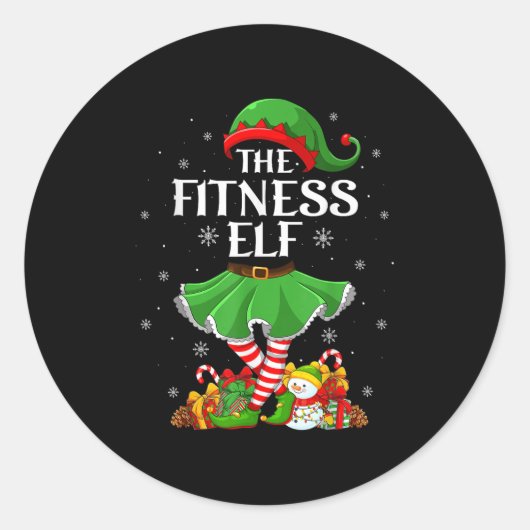 Fitness Elf Christmas Family Elf Squad Xmas Girls  Ronde Sticker (Voorkant)