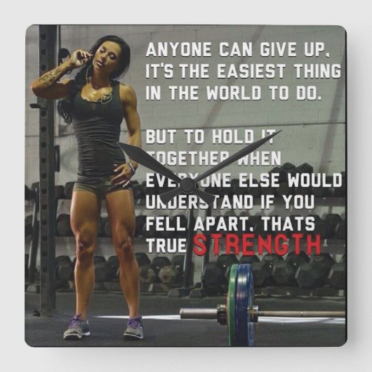 Fitness en gym Motivation Vierkante Klok (Voorkant)