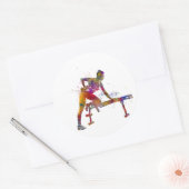 Fitness exercise in watercolor ronde sticker (Envelop)