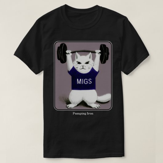 Fitness Feline Gym Kat Pomping Iron T-shirt (Design voorkant)