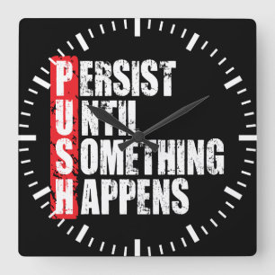 Fitness - fitness - gym Motivation - Push Vierkante Klok